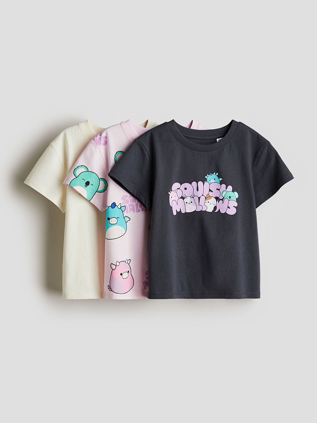 

H&M Girls Pack Of 3 Printed Tops, Grey