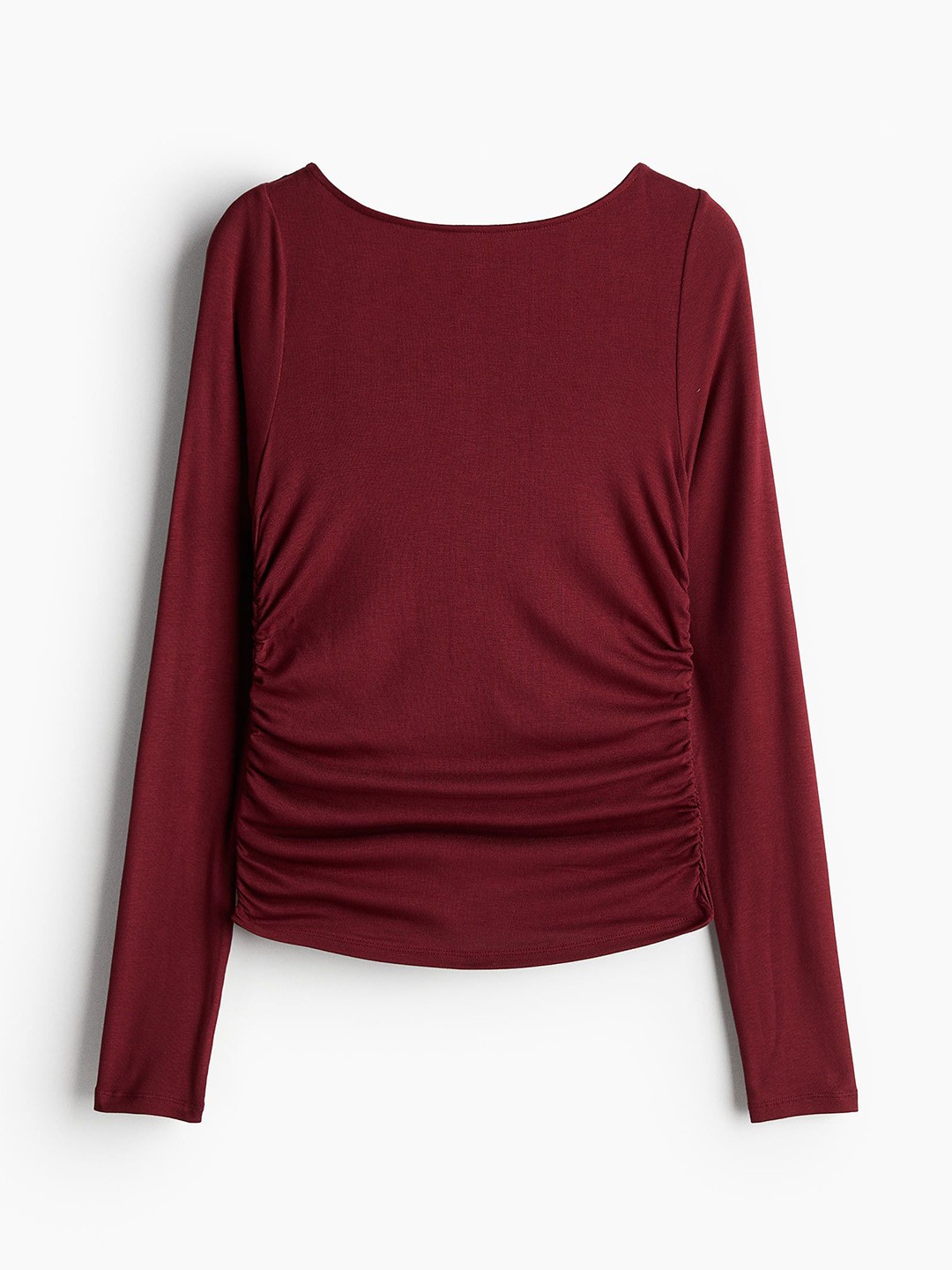 

H&M Gathered Jersey Top, Maroon