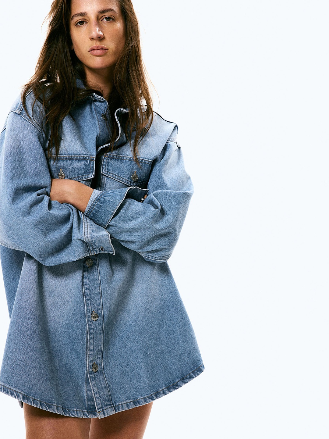 

H&M Oversized Oversized Denim Shirt, Blue