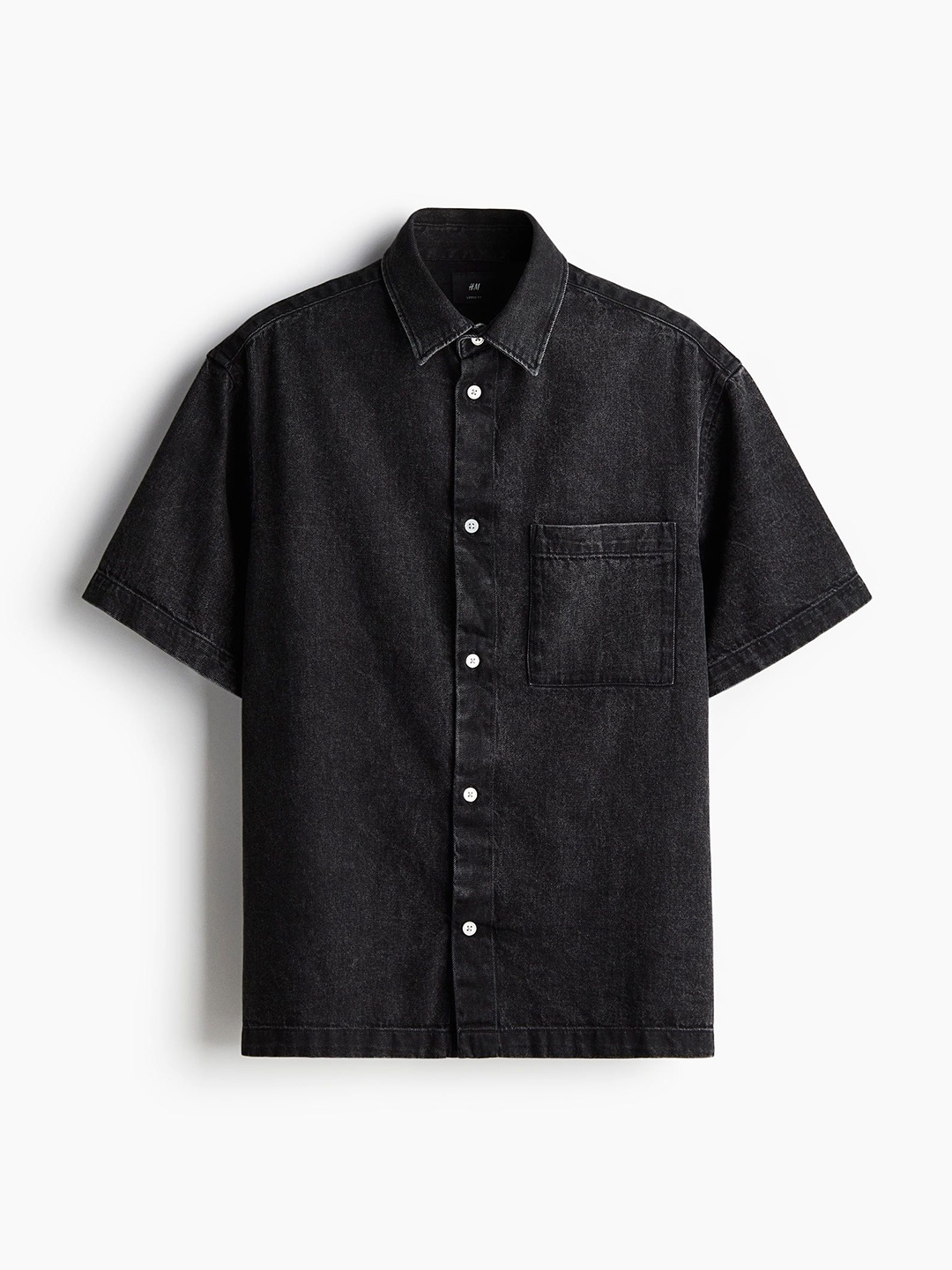 

H&M Pure Cotton Loose Fit Denim Shirt, Black