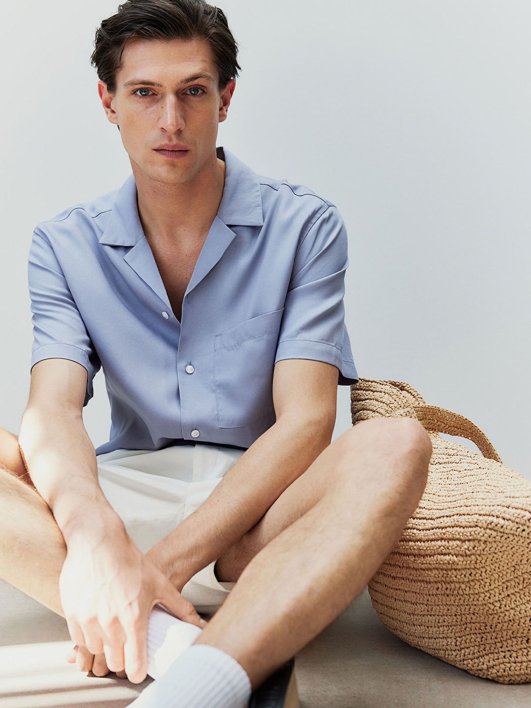 

H&M Lyocell Resort Shirts, Blue