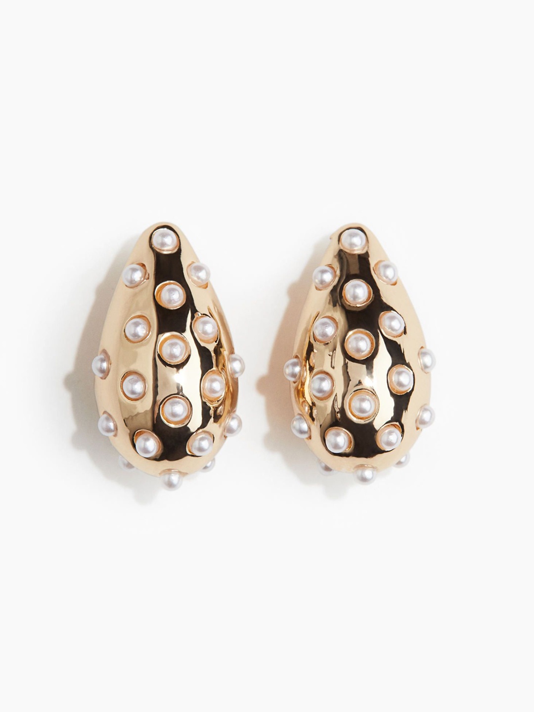 

H&M Bead-Embellished Dome Earrings, Gold