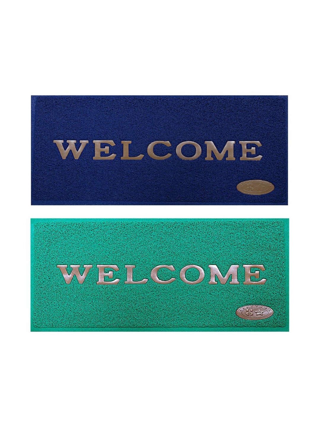 

Abhsant 2-Pcs Blue & Green Printed Rectangular Anti-Skid Doormats