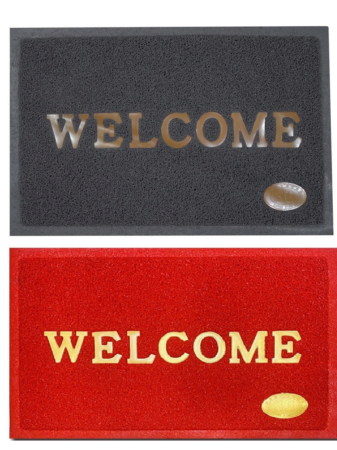 

Abhsant 2Pcs Grey & Red Printed Anti-Skid Doormats
