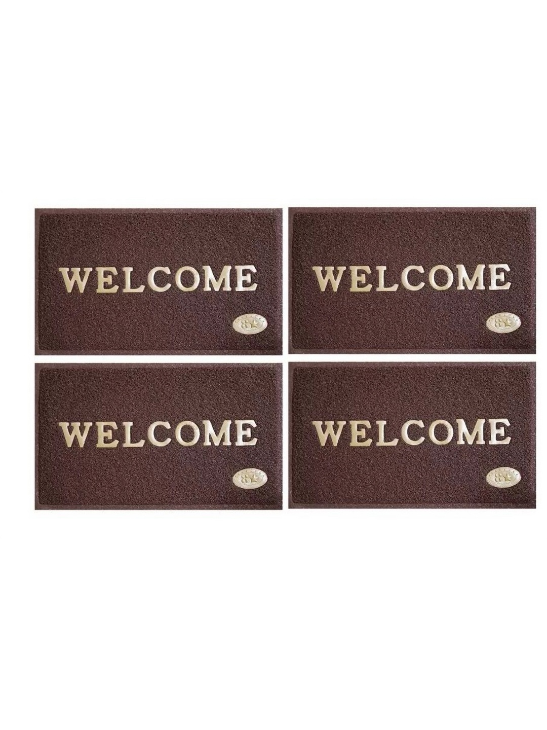 

Abhsant 4-Pcs Brown Printed Rectangular Anti-Skid Doormats
