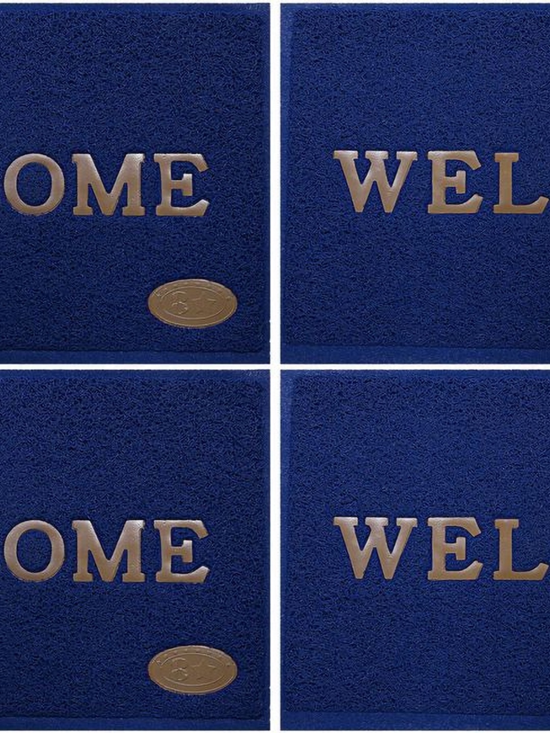 

Abhsant 4-Pcs Blue Welcome Printed Anti-Skid Doormats
