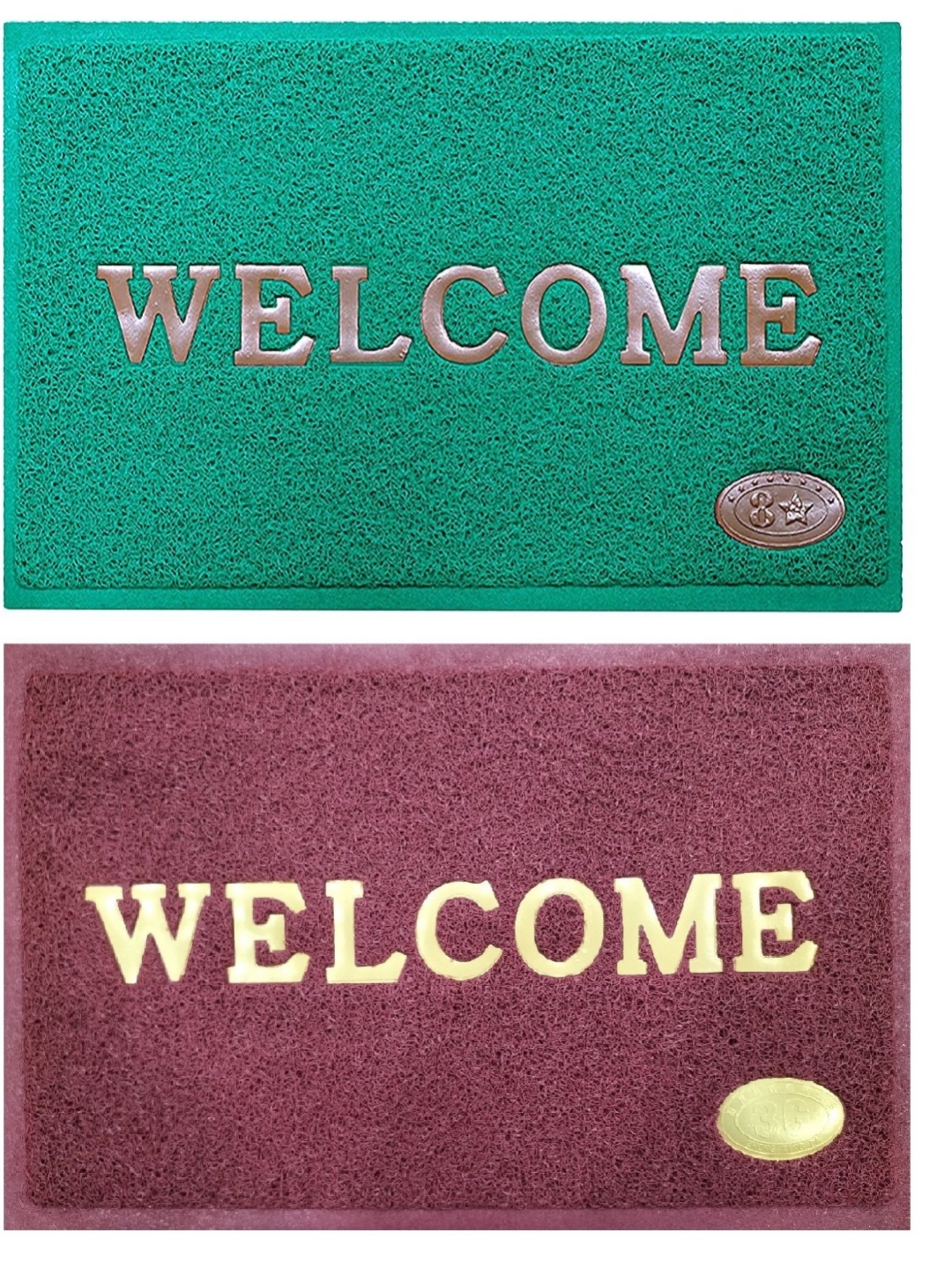 

Abhsant Set Of 2 Green & Maroon Textured Rectangular Anti Skid Doormat