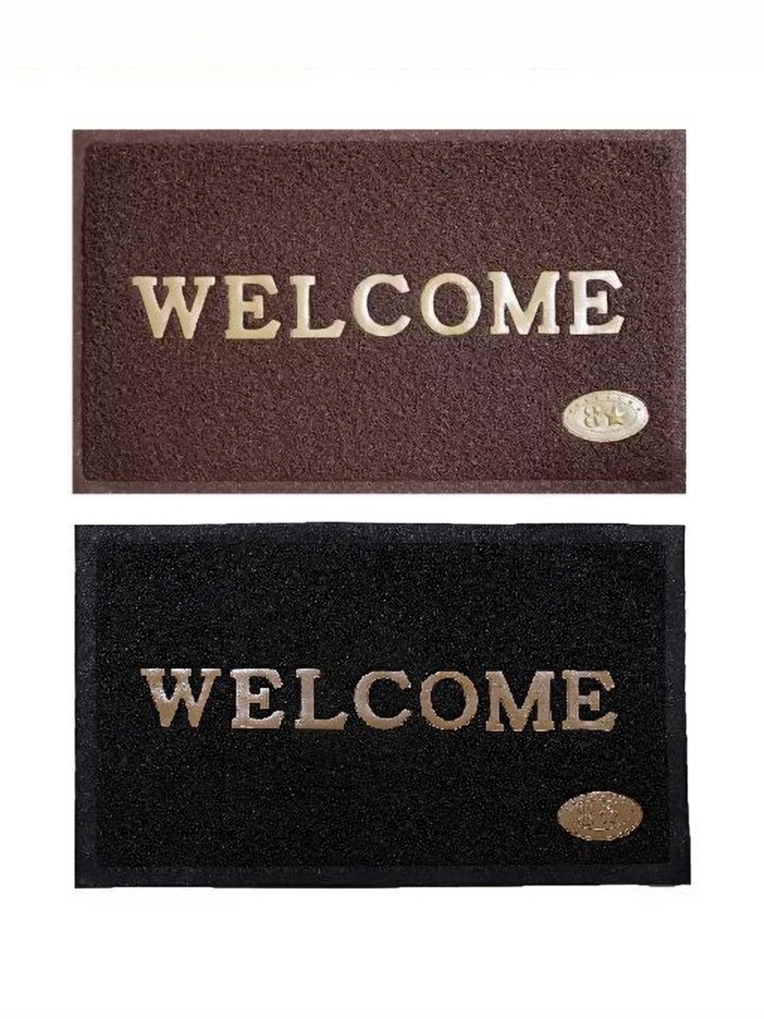 

Abhsant 2-Pcs Black & Brown Anti-Skid Welcome Doormats
