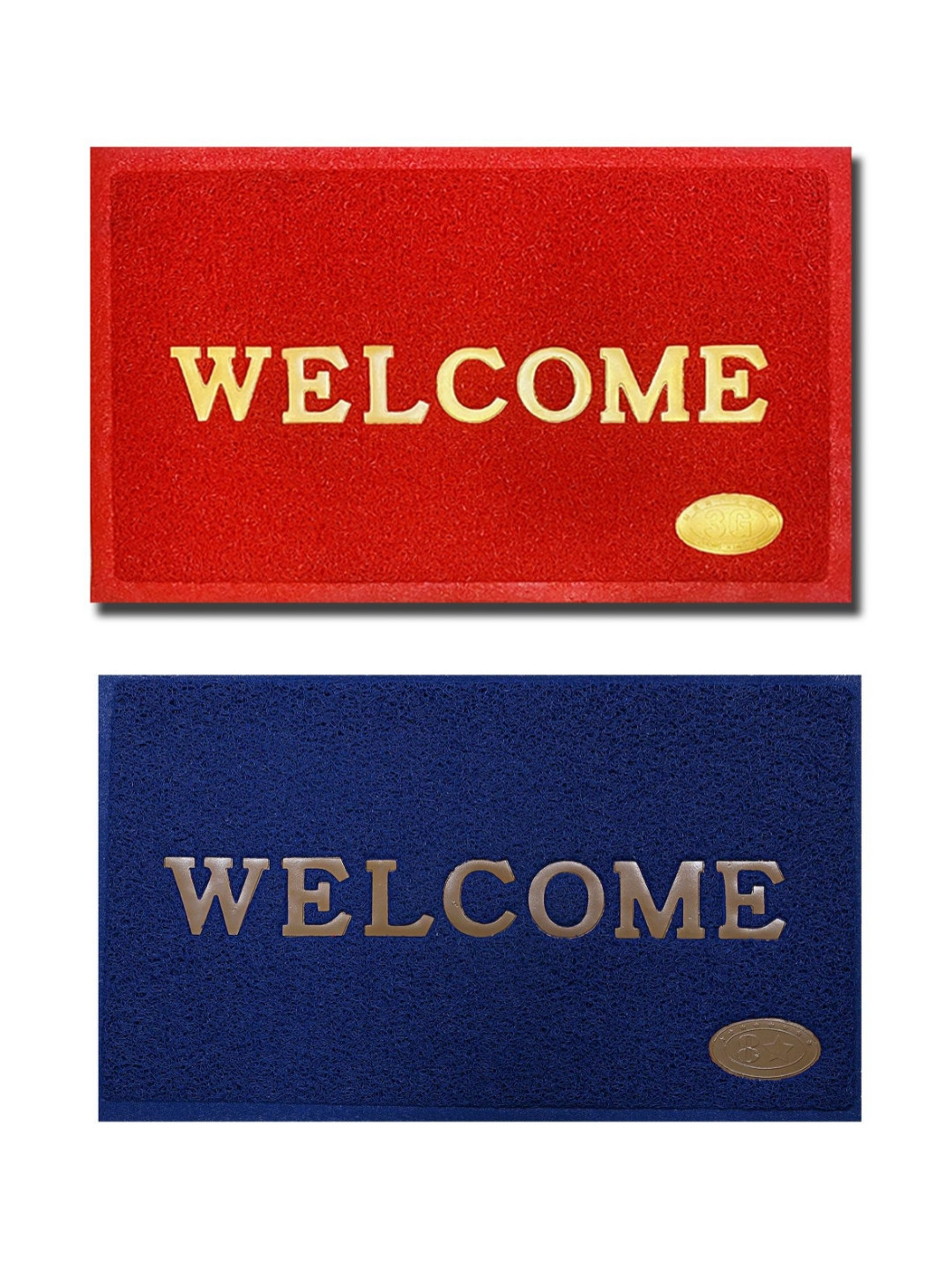 

Abhsant 2 Pcs Red & Blue Printed Anti Skid Doormats