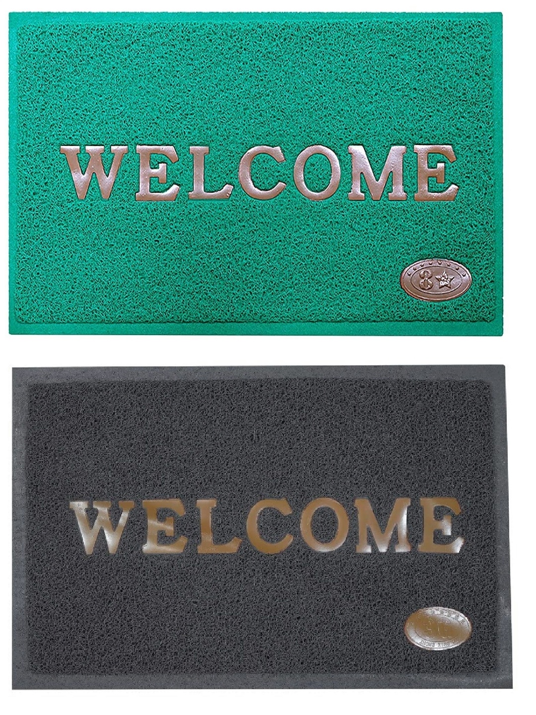 

Abhsant 2Pcs Textured Green & Grey Anti-Skid Welcome Doormat