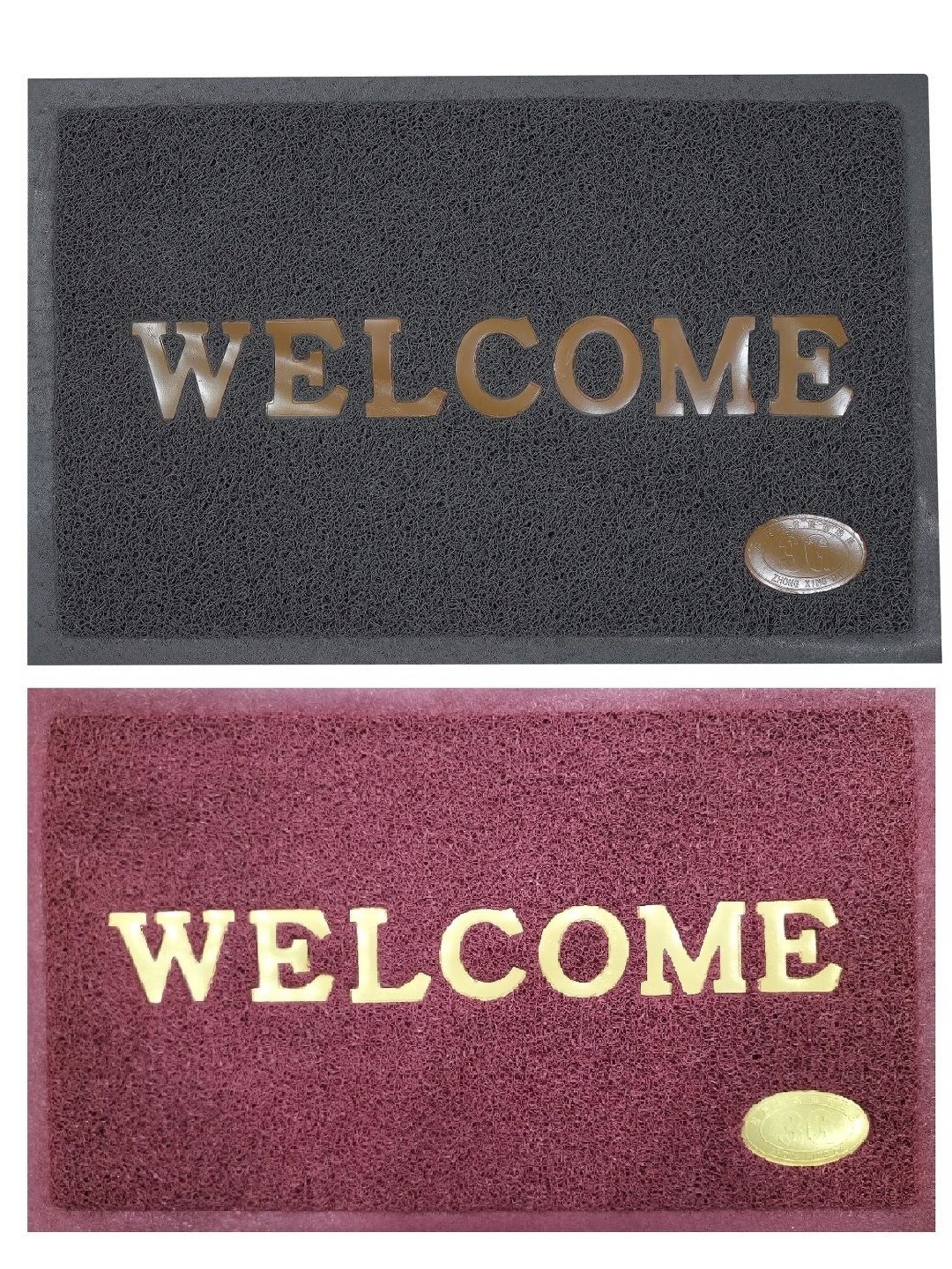 

Abhsant 2-Pcs Grey & Green Welcome Printed Anti-Skid Doormats