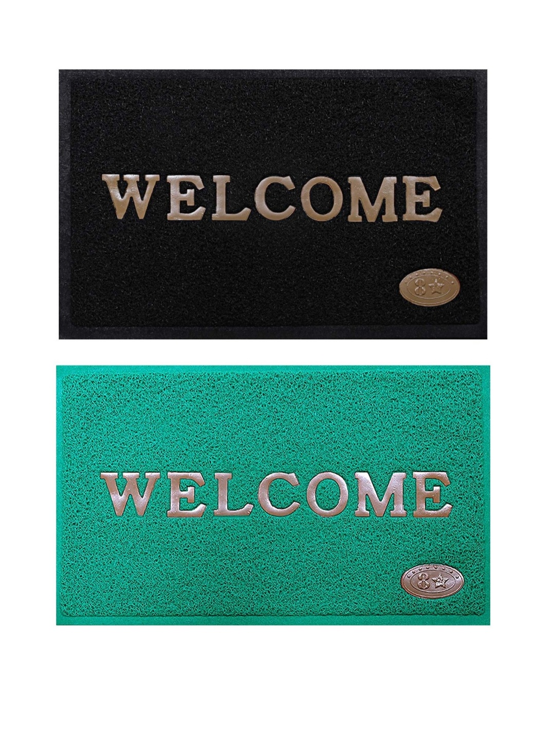 

Abhsant 2-Piece Black & Green Anti-skid Doormats