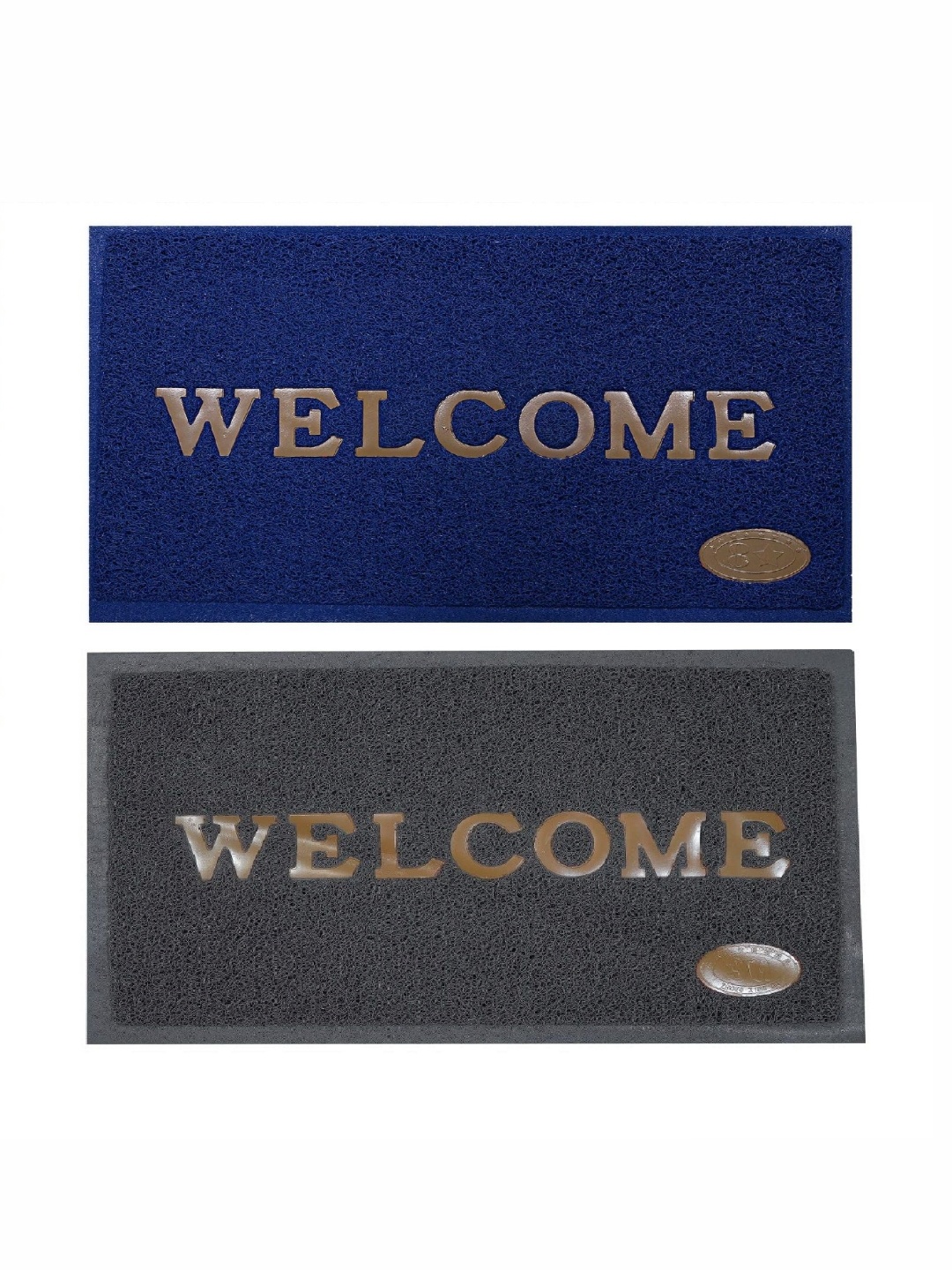 

Abhsant 2-Piece Blue & Grey Printed Anti-skid Doormats