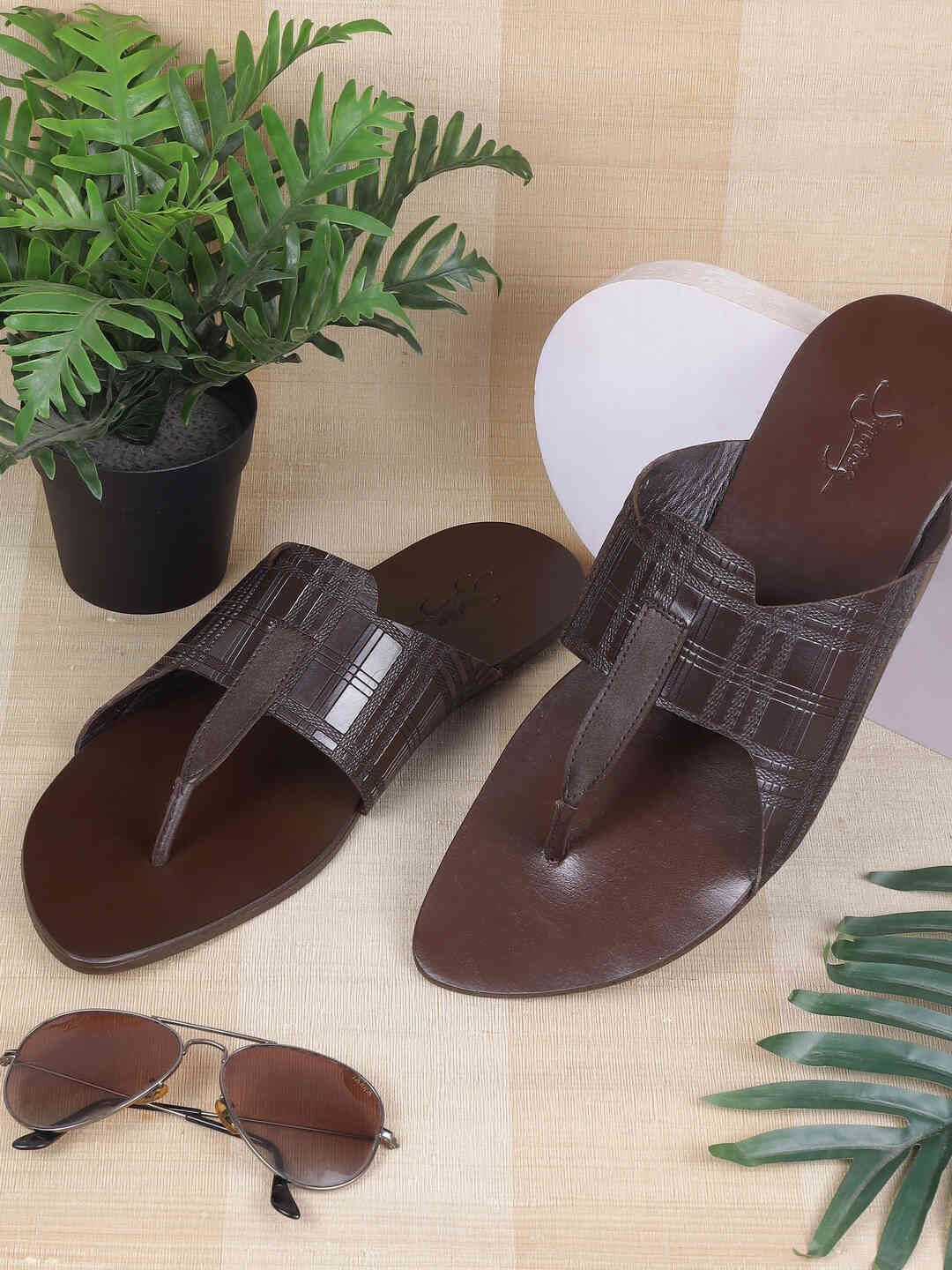 

DAVINCHI Men Leather Comfort Sandals, Tan