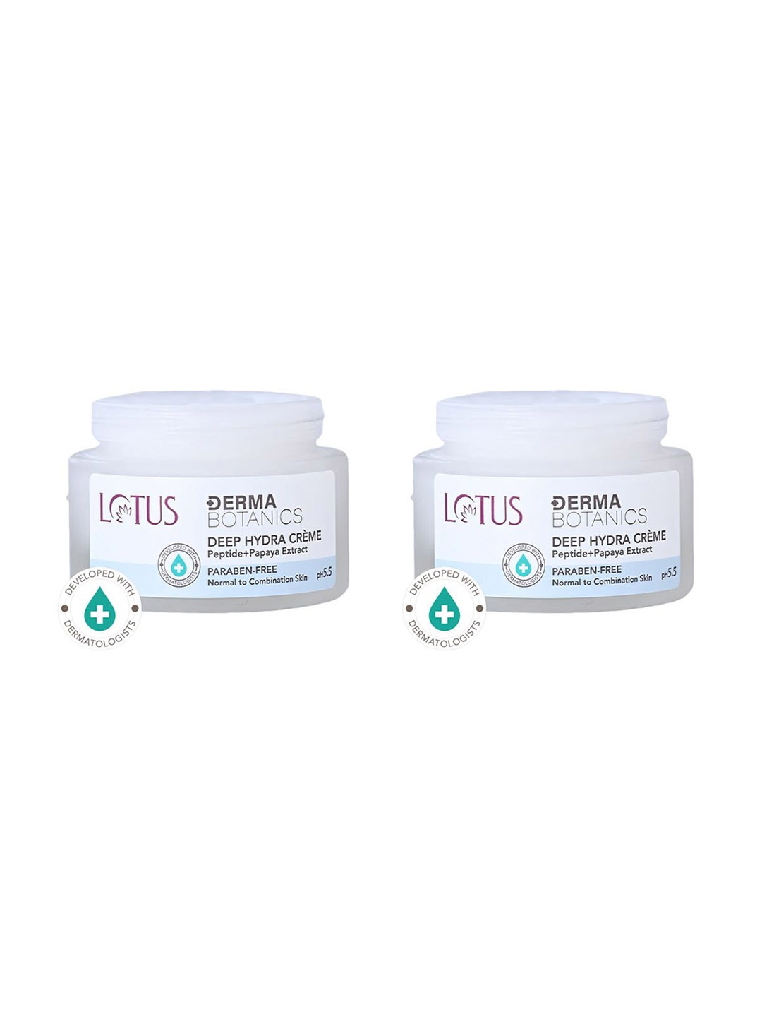 

Lotus Herbals Set Of 2 Derma Botanics Deep Hydra Creme with Peptide & Papaya - 50g Each, White