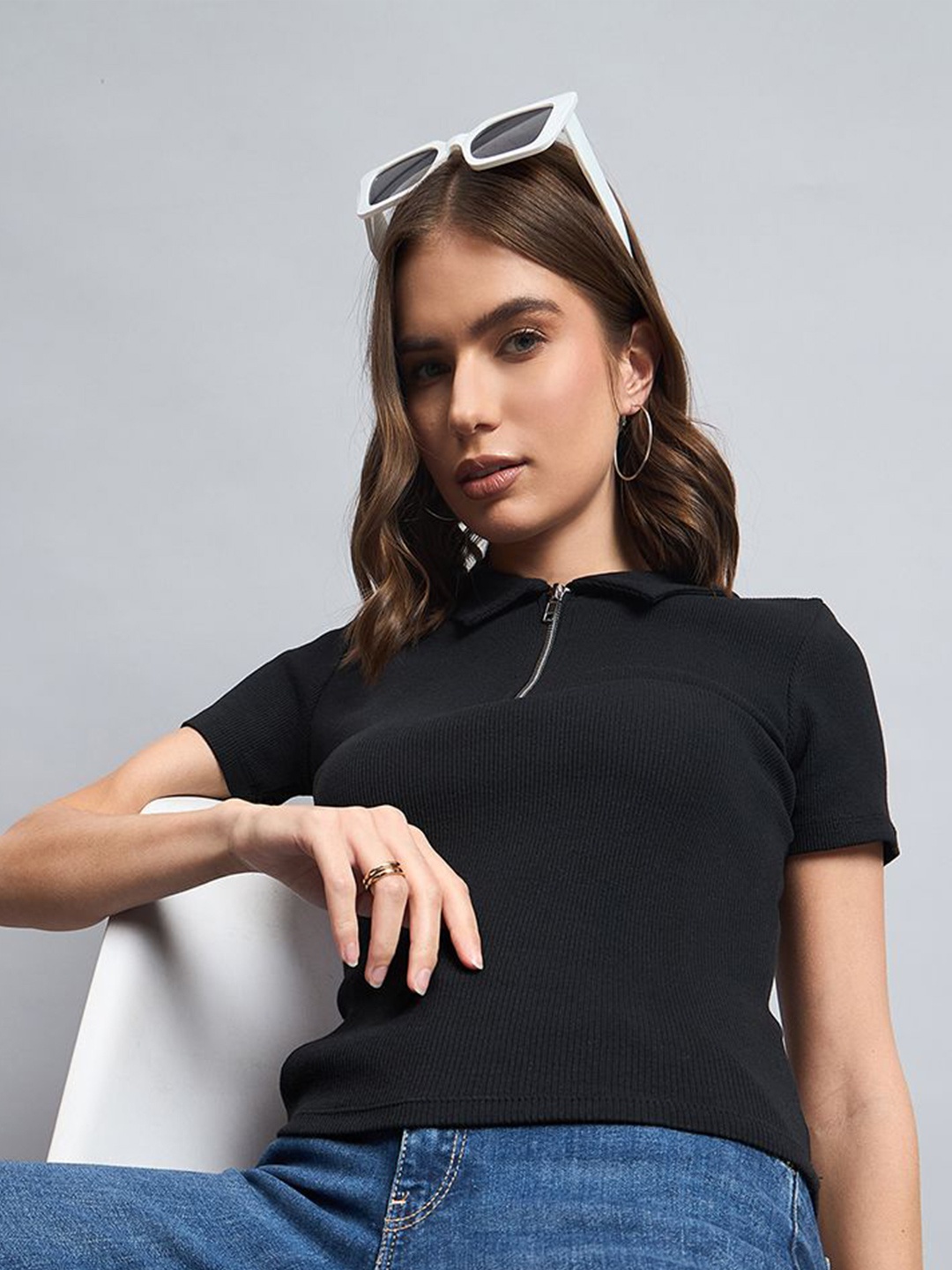 

98 Degree North Cotton Shirt Style Top, Black