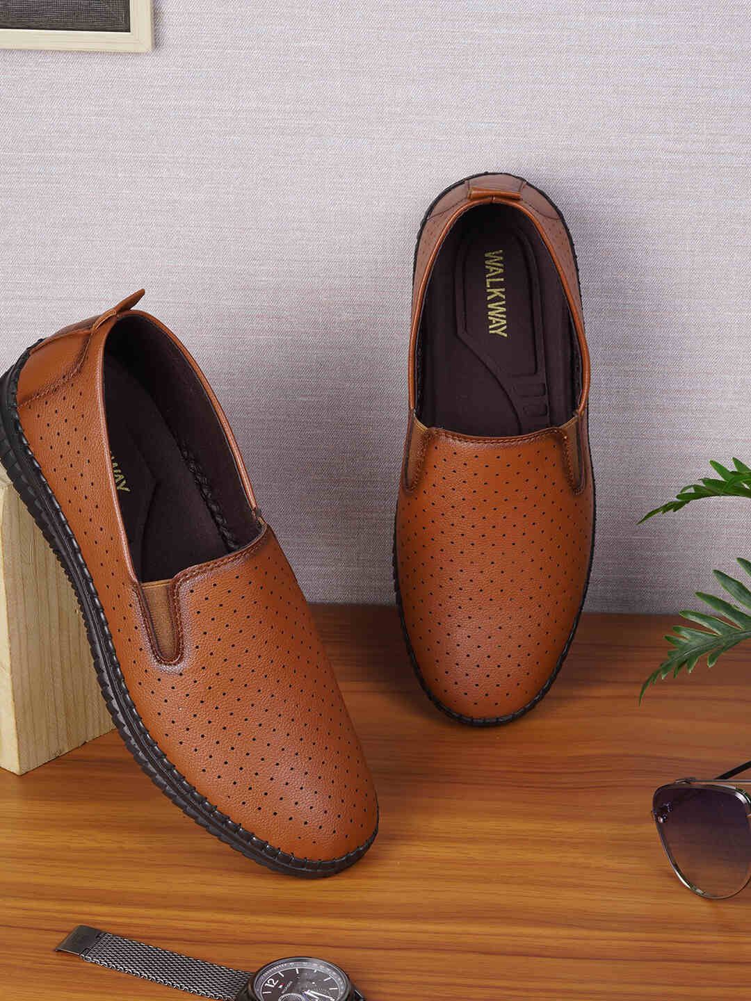 

WALKWAY by Metro Men Perforations Slip-On Sneakers, Tan