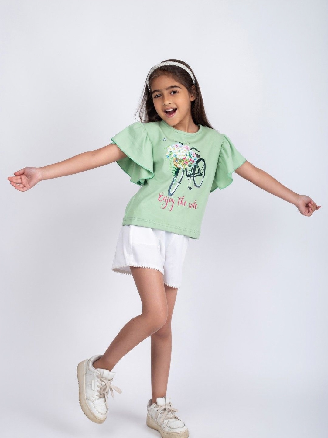 

Jelly Jones Girls Printed Polo Collar Pockets T-shirt, Green