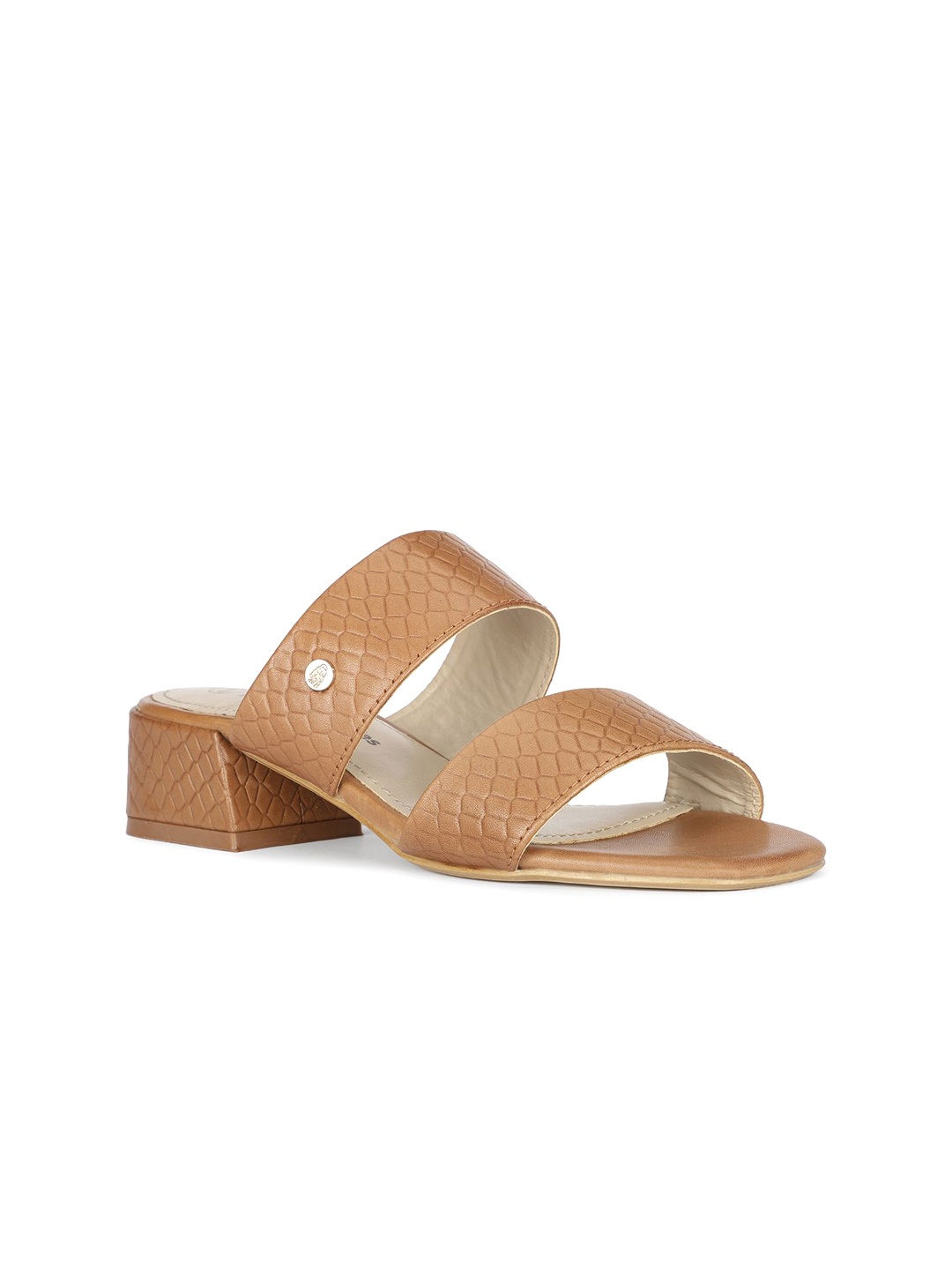 

Hush Puppies Textured Leather Block Sandals, Tan