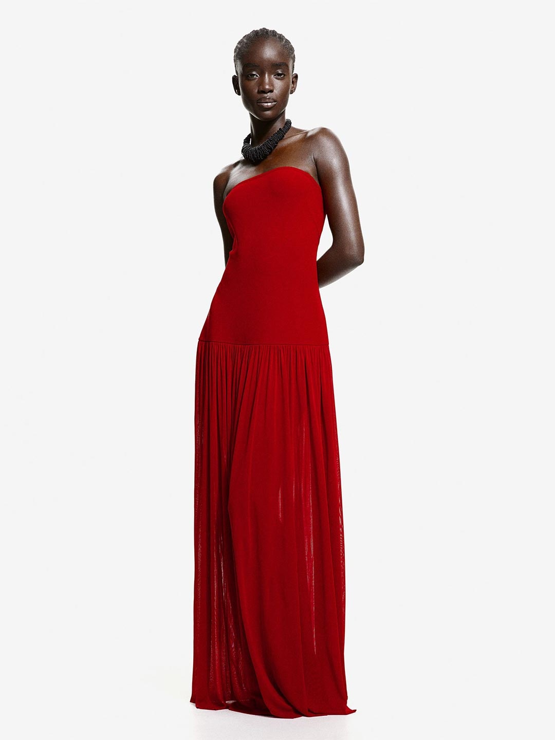 

H&M Women Long Bandeau Dress, Red