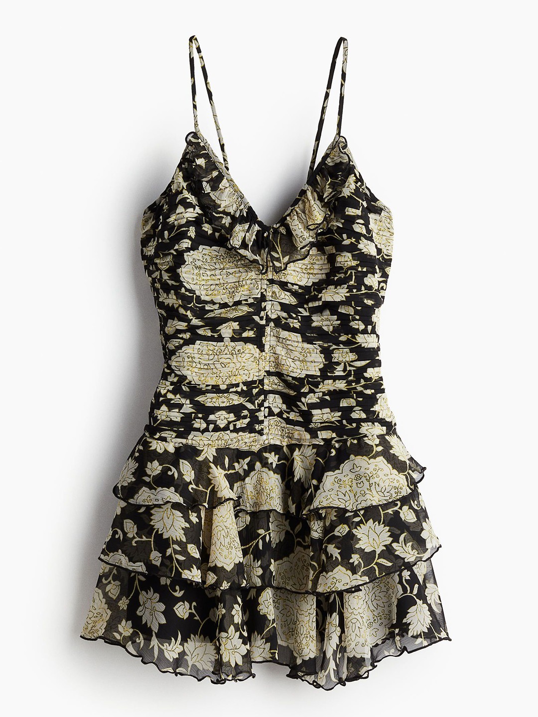 

H&M Tiered-Skirt Chiffon Dress, Black