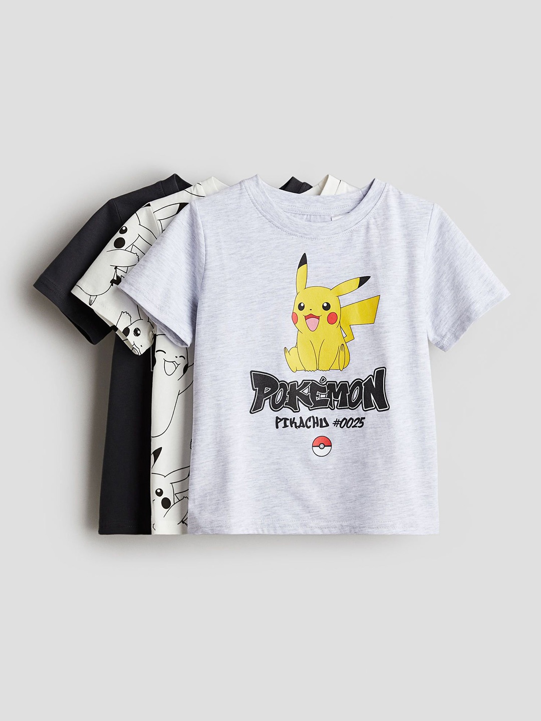 

H&M Infant Boys Pack Of 3 Printed Pure Cotton T-Shirts, Grey