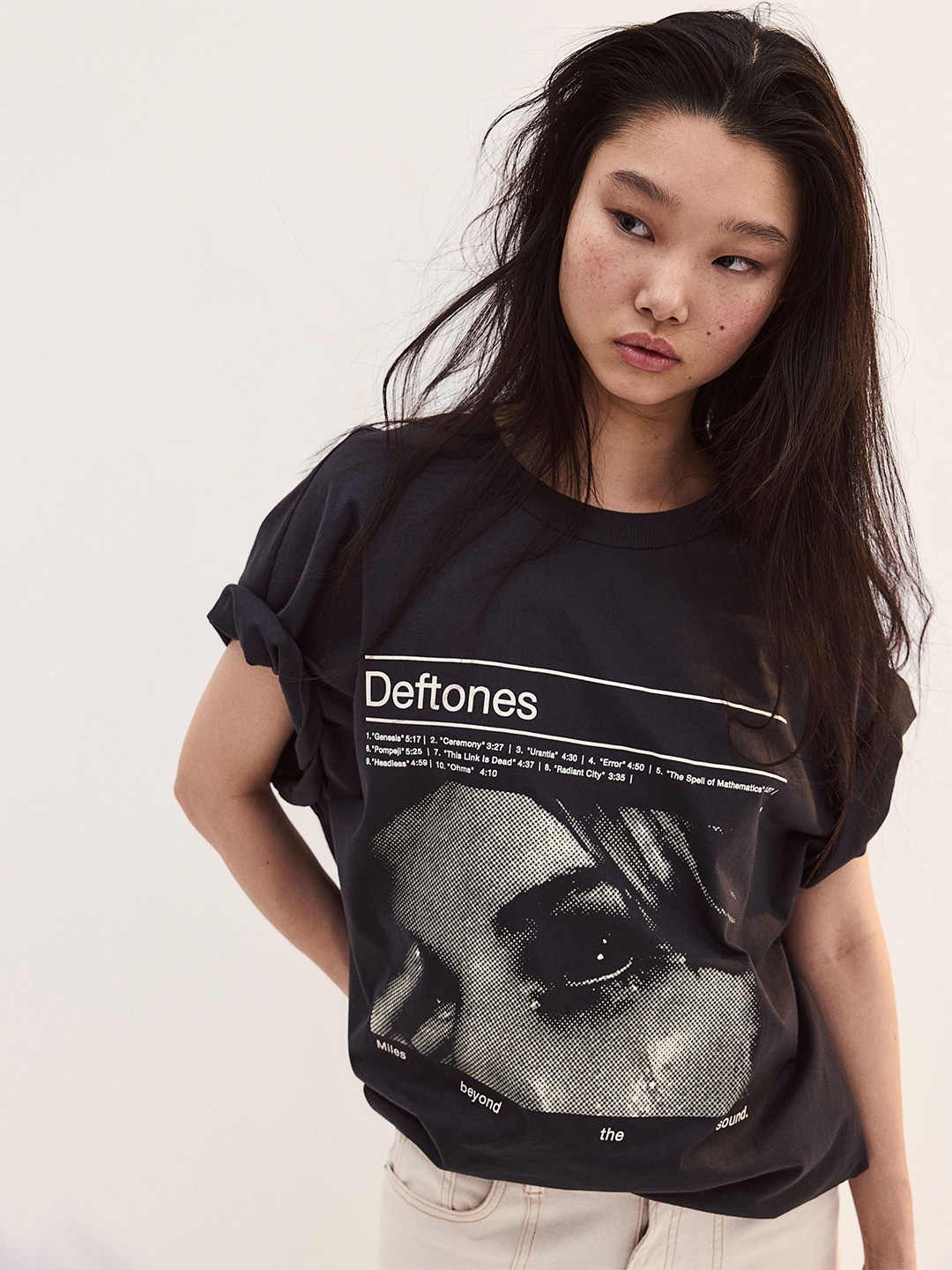 

H&M Oversized Printed T-Shirt, Black