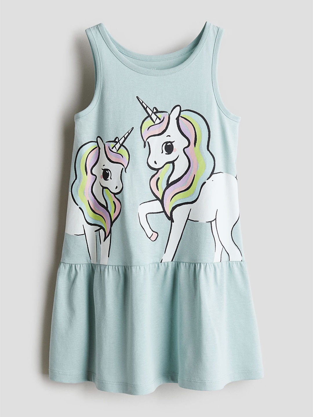 

H&M Girls Patterned Jersey Dresses, Turquoise blue