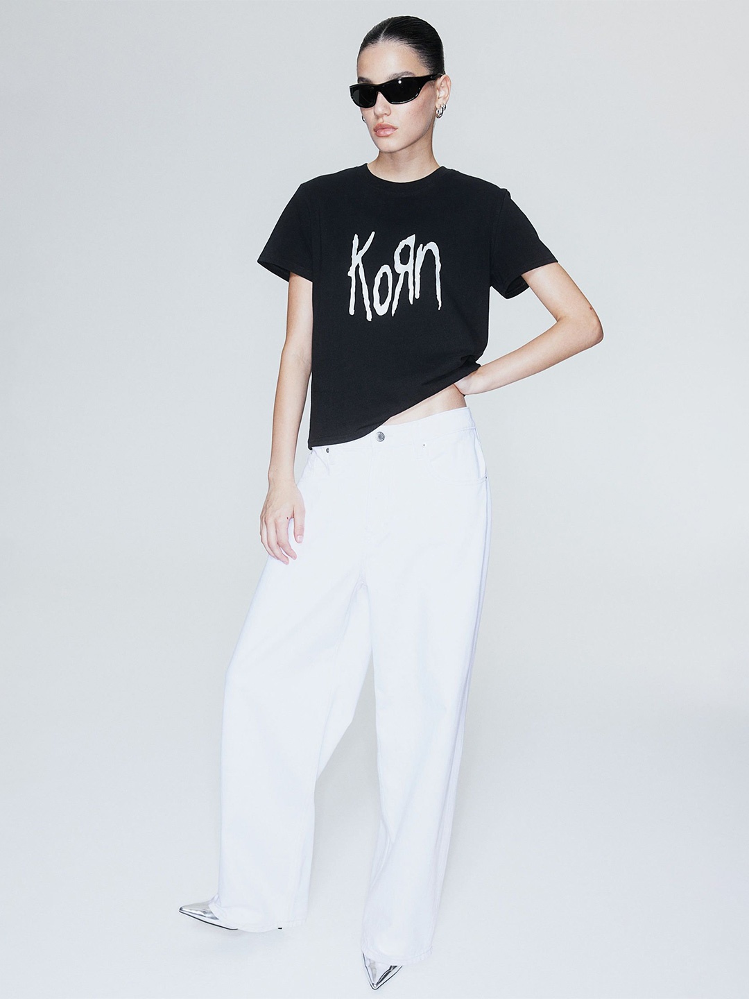 

H&M Printed T-Shirt, Black