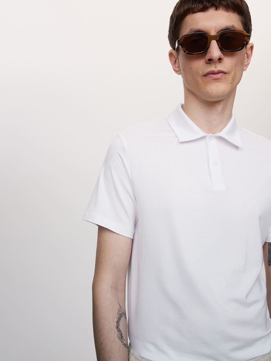 

H&M Slim Fit Lyocell Polo Shirt, White