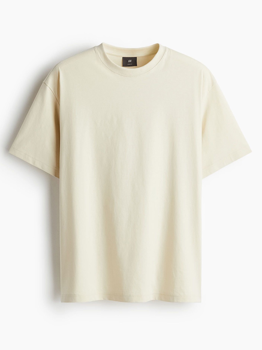 

H&M Printed Pure Cotton Loose Fit T-Shirt, Beige