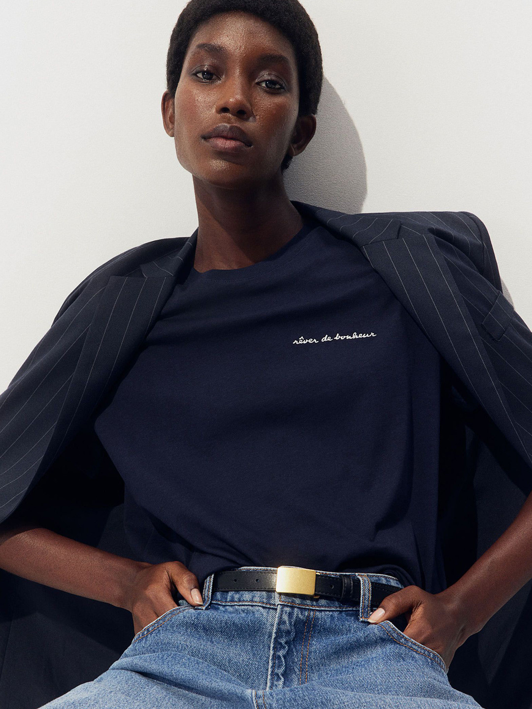 

H&M Printed Pure Cotton T-Shirt, Blue