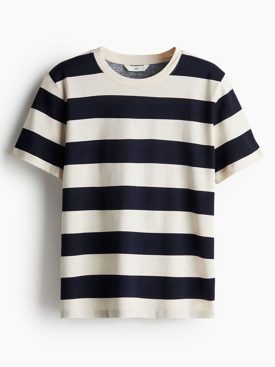 

H&M Printed Pure Cotton T-Shirt, Beige