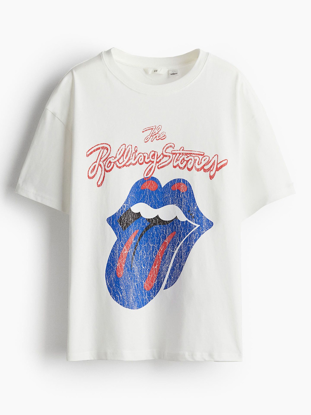

H&M Printed Pure Cotton Oversized T-Shirt, White