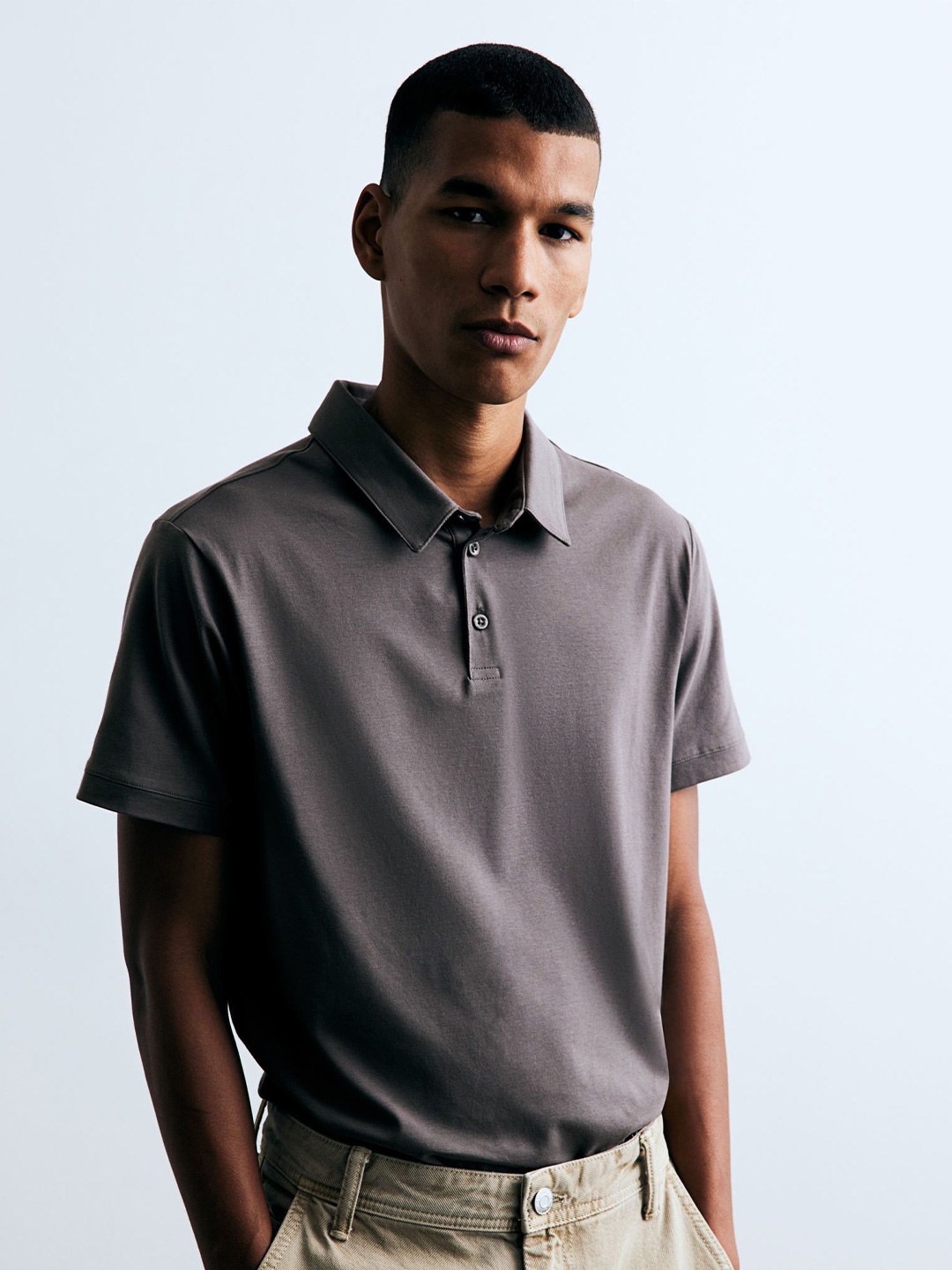 

H&M Slim Fit Polo T-Shirts, Grey