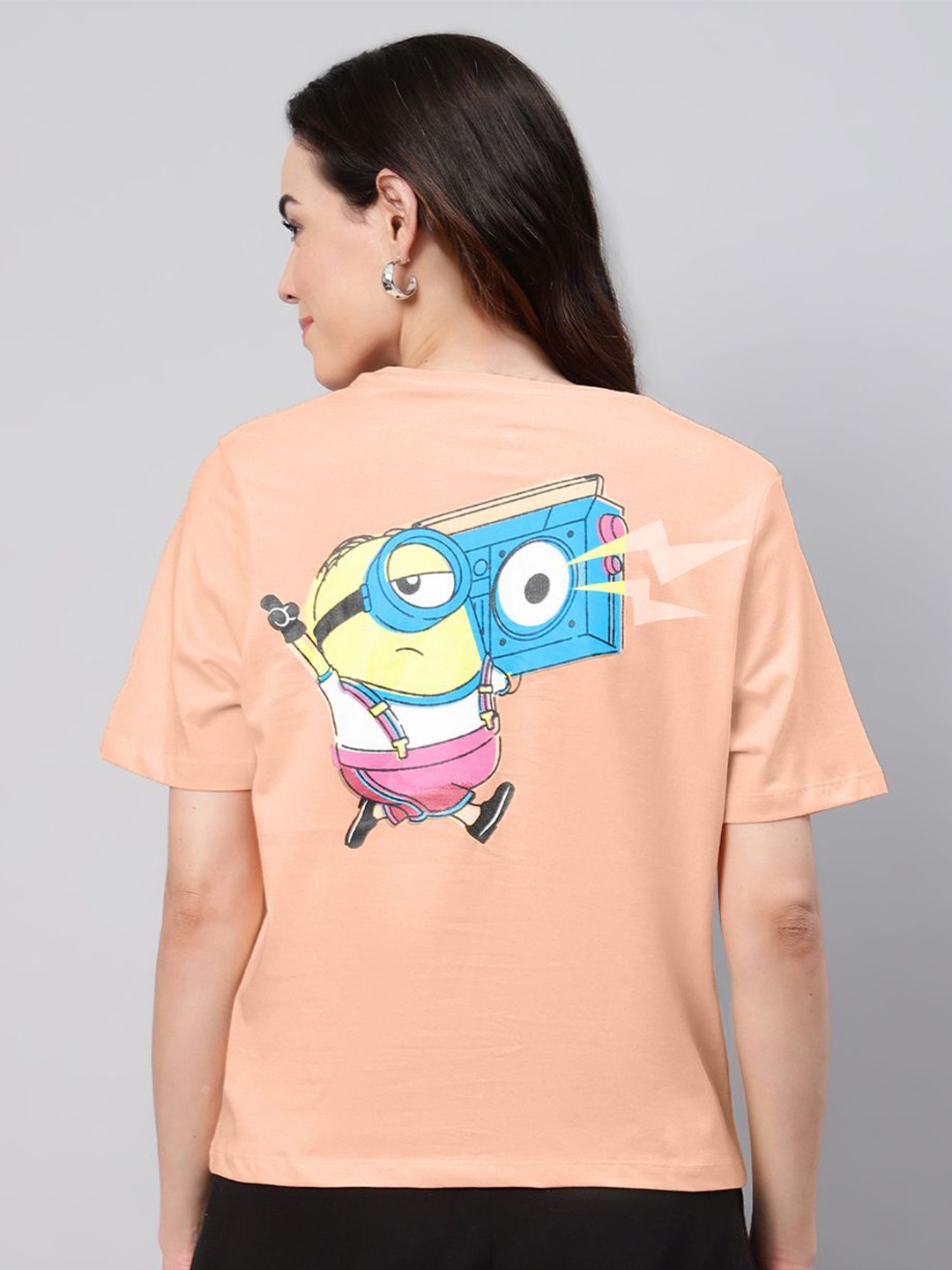 

Free Authority Minions Printed Pure Cotton T-Shirt, Peach