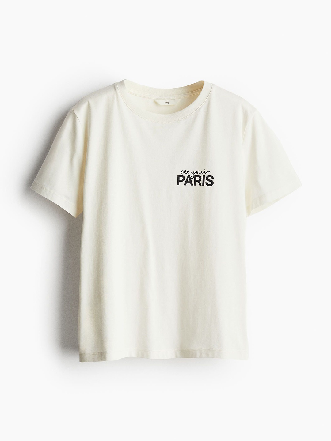 

H&M Printed Pure Cotton T-Shirt, Off white