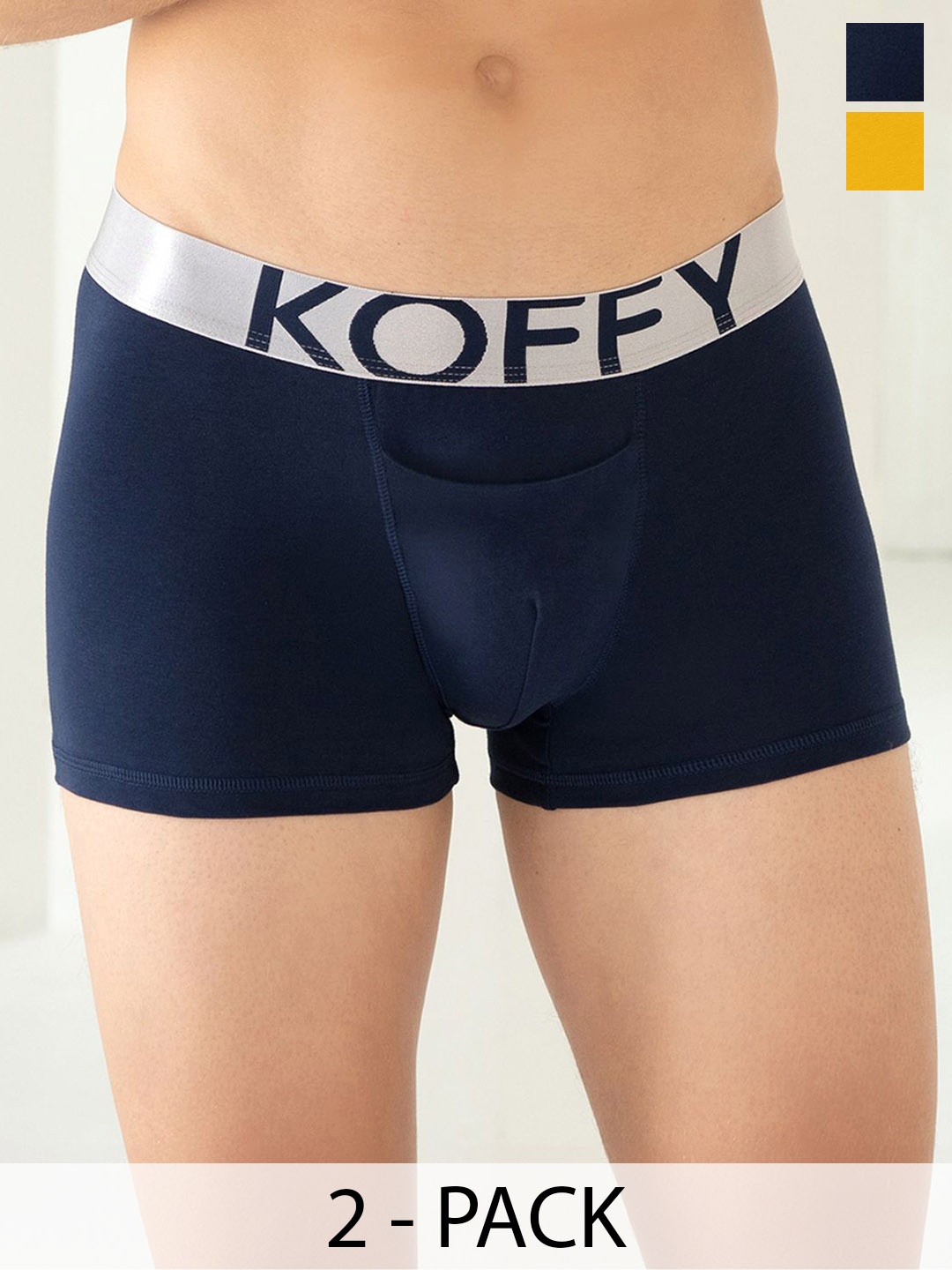 

KOFFY Pack Of 2 Breathability Trunks KOFFY_KI24_NB_YLW_2PC, Navy blue