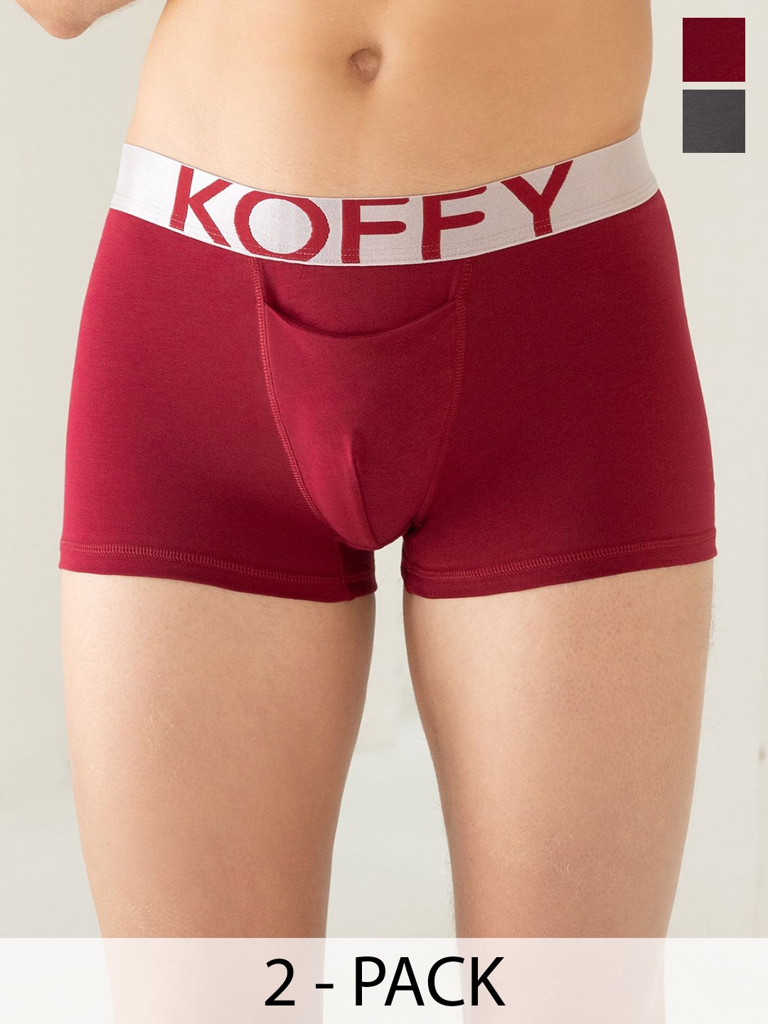 

KOFFY Pack Of 2 Printed Details Cotton Trunk KOFFY_KI24_DGR_MNRD_2PC, Grey