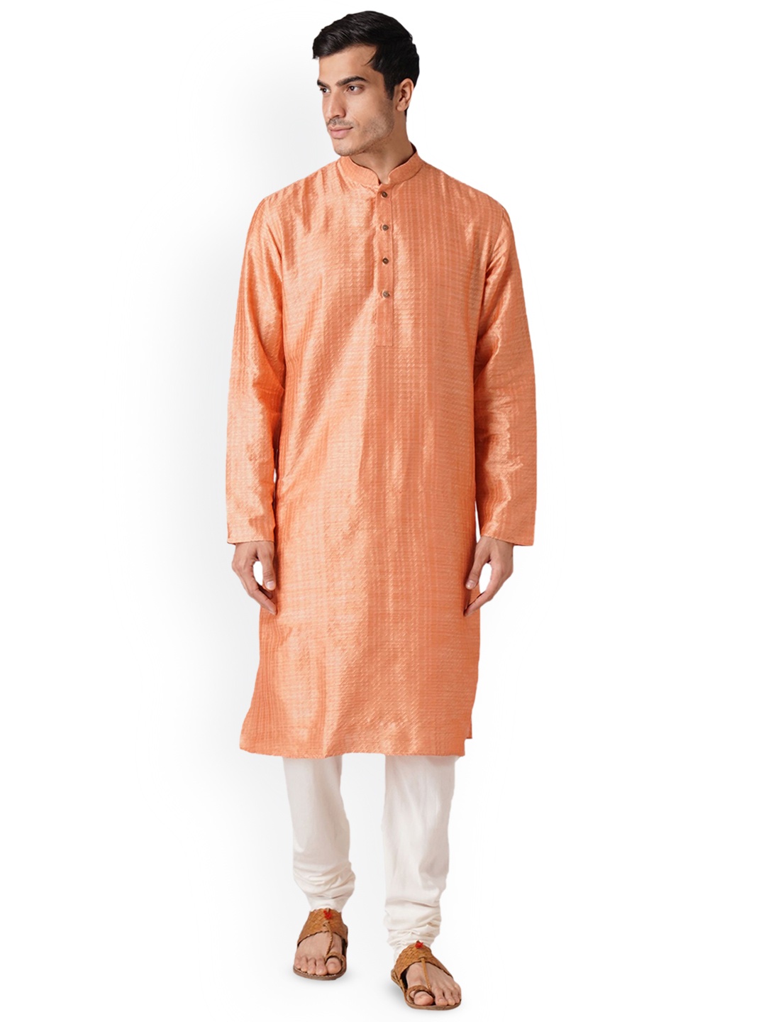 

ZOIS Men Patchwork Kurta, Orange