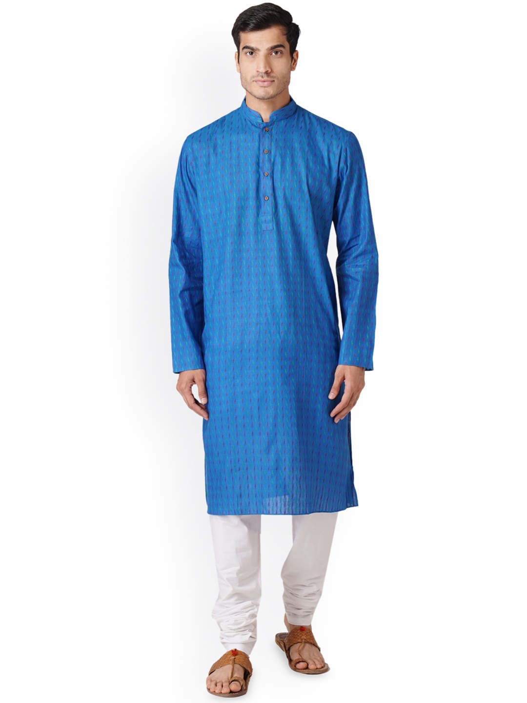 

ZOIS Men Thread Work Kurta, Blue