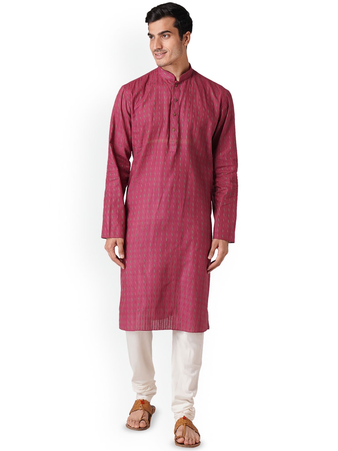 

ZOIS Men Thread Work Kurta, Maroon