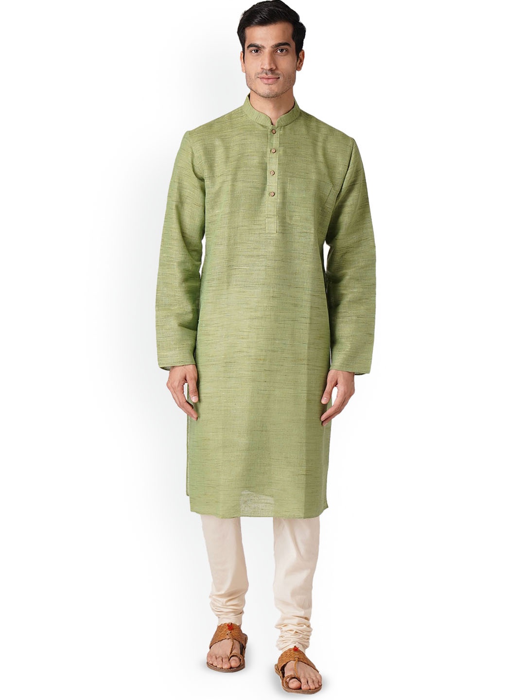 

ZOIS Men Keyhole Neck Kurta, Green