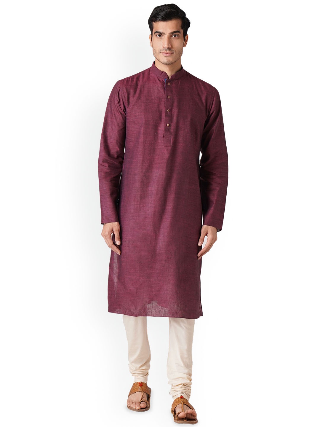 

ZOIS Men Thread Work Kurta, Maroon