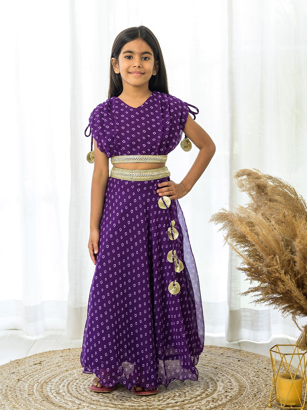 

Fairies Forever Girls Printed Ready to Wear Lehenga &, Purple