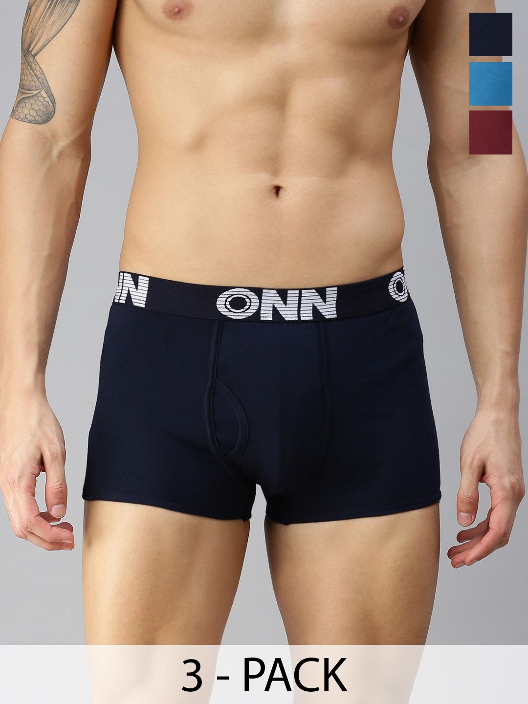 

ONN Pack Of 3 Assorted Pure Cotton Trunks -ONN_OR_154_AST4_3PC