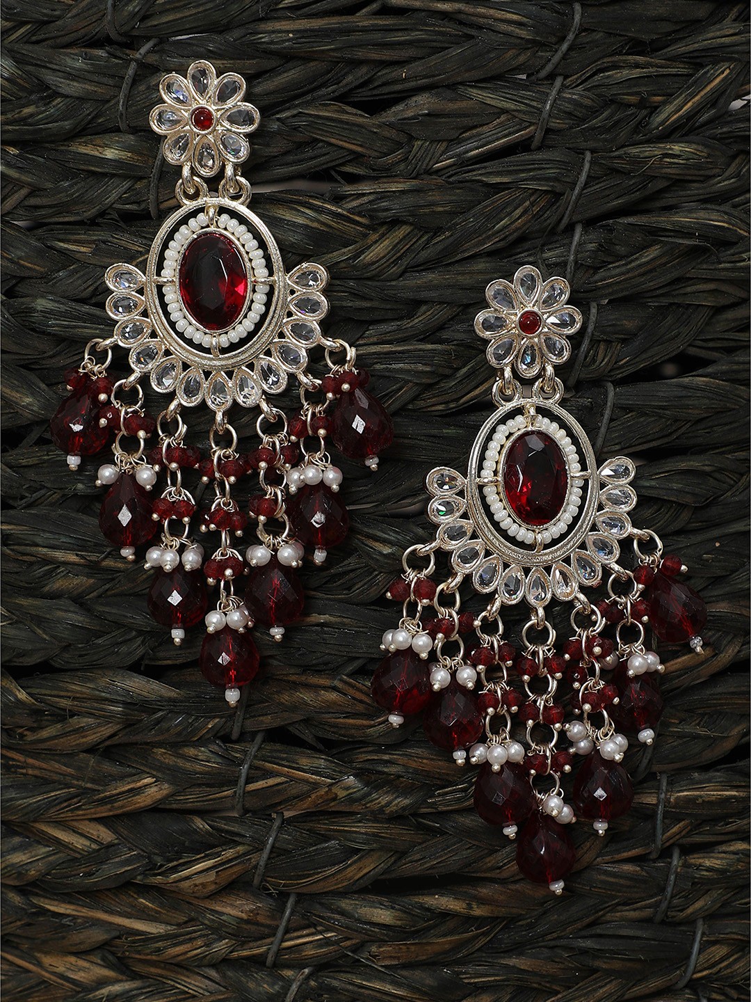 

FFC -Fashion For Choice Contemporary Drop Earrings, Maroon