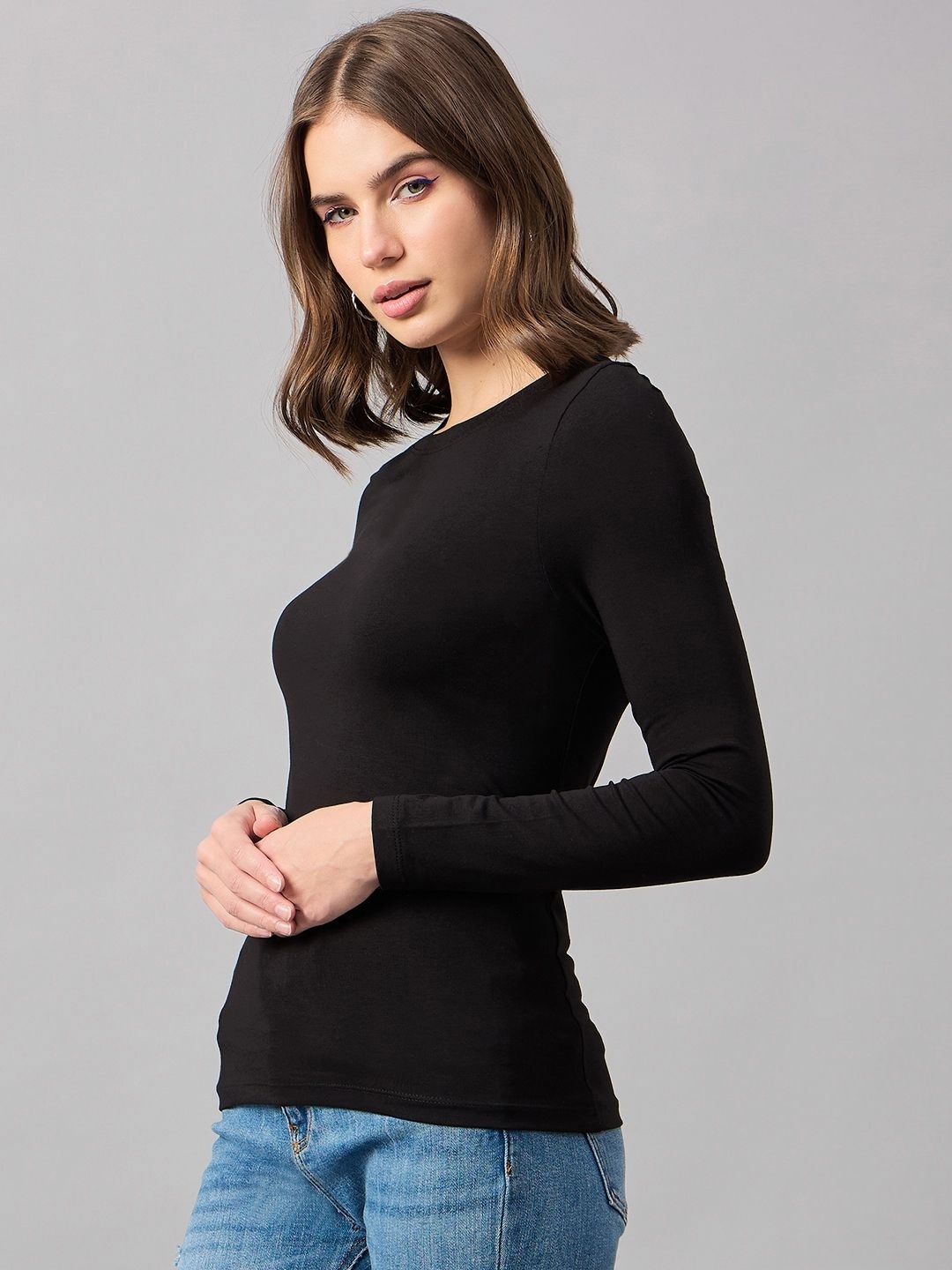 

98 Degree North Women Pure Cotton Pockets Slim Fit T-shirt, Sea green
