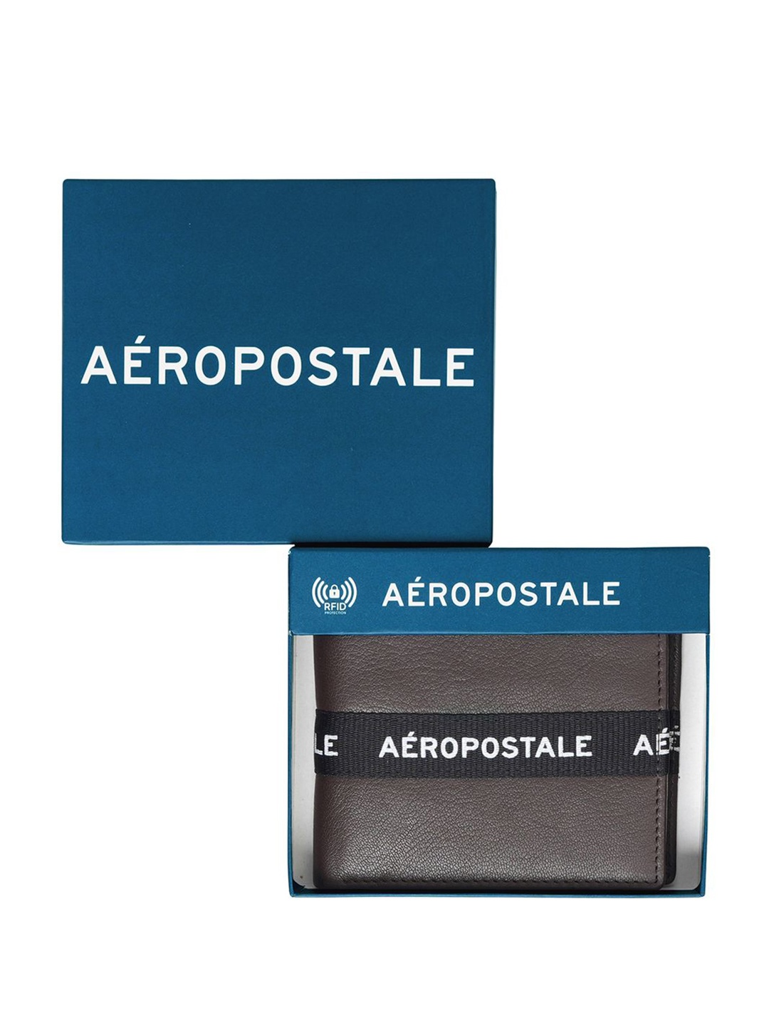

Aeropostale Men Typography Leather Two Fold Wallet, Brown