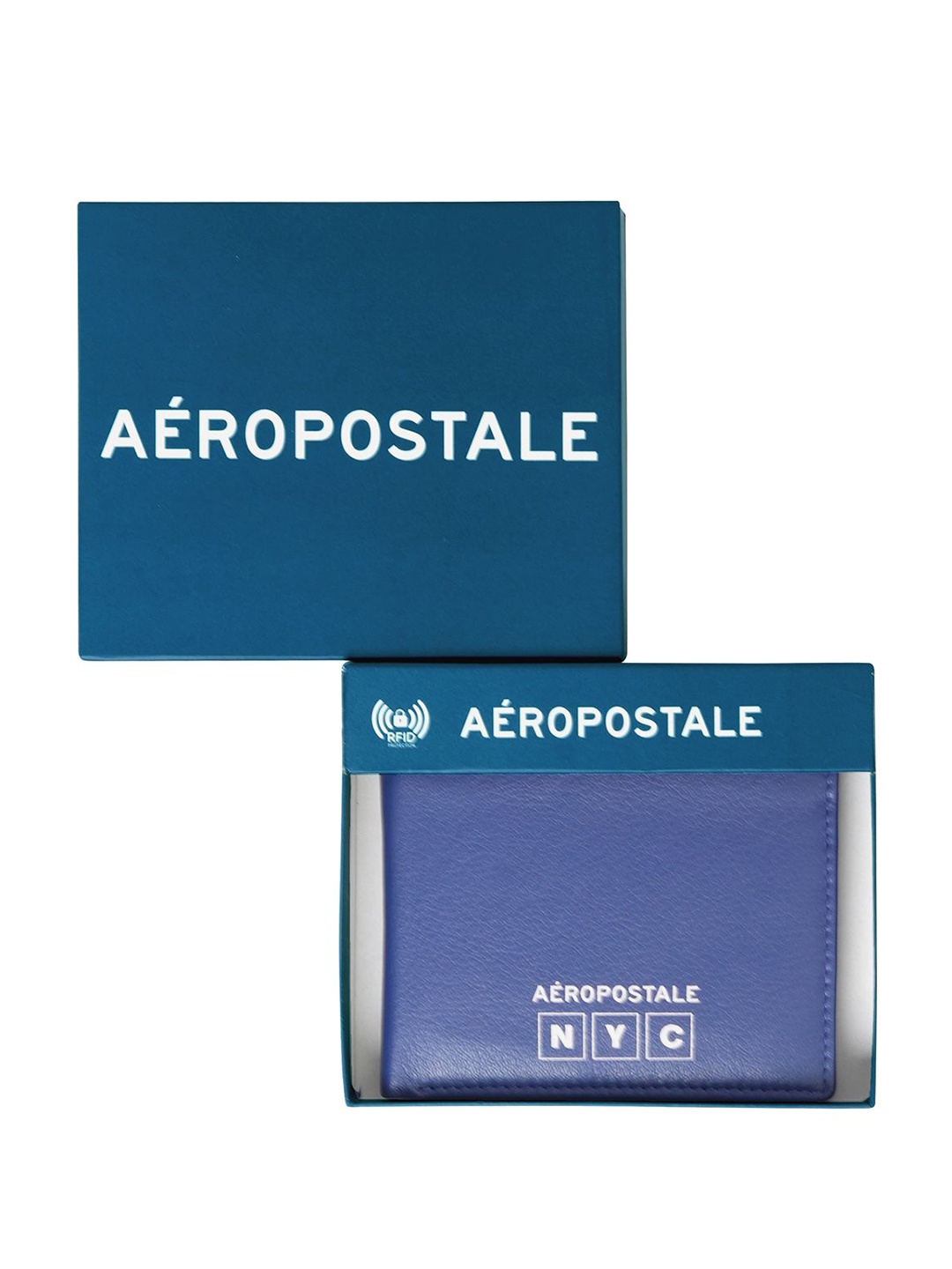 

Aeropostale Men Leather Two Fold Wallet, Blue